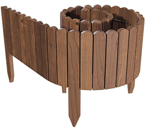 Gartenzaun,Zaun,Rasenkante in Steinoptik,Zaun Rasenkanten Beeteinfassung Palisade,Rasen Rand Zaun Garten Gras Rand Rand Zaun Wandrolle,Log Roll Border als einfacher Plug-In-Zaun (20CM, Braun)