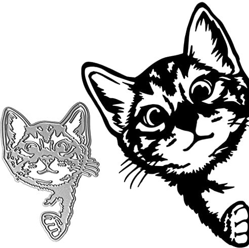 WuLi77 Realistisch Katze Stanzschablone Die Stanzen Cutting Dies, Metall Stanzbögen Prägeschablone Für Scrapbooking, Karten, Card Making