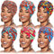 SATINIOR 6 Stücke Damen Blume Afrikanisch Turban Kopfbedeckung (Rote Blaue Blume)