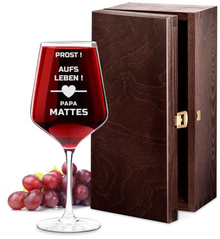 Maverton Rubin XL Weinglas mit Gravur, 490 ml, Wein Glas personalisiert | Rotweinglas Weißweinglas, Geschenke für Männer zum Geburtstag, Männergeschenke, personalisierte Geschenke
