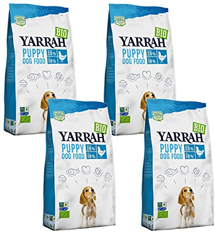Yarrah - Trockenfutter mit Huhn für Welpen Hunde Bio - 2 kg - 4er Pack