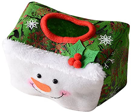 wojonifuiliy-Weihnachts Lustig-Taschentuchbox-Quadratisch Kosmetiktücher-Box-Weiß-Rot-Grün-Rechteckig Taschentuchspender-Plüsch-Auto-Kinder Herren-Damen-Wohnzimmer-Taschentücherbox (B)