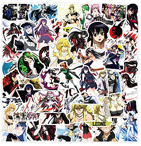 Akame ga KILL! Sticker Pack 50pcs, Vinyl-Aufkleber für Wasserflaschen Laptop Skateboard Notebook, Geschenk für Erwachsene Kinder Teens