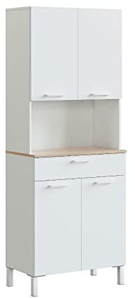 Mobelcenter - Mueble Auxiliar de Cocina 4 Puertas 1 Cajón - Mueble Alacena de Cocina - Blanco Artik y Roble Canadian - Medidas: Ancho: 72 cm x Fondo: 40 cm x Alto: 189 cm - (1262)