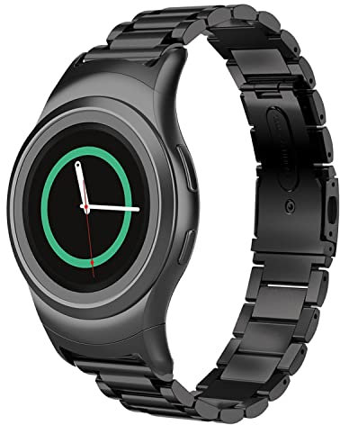 Gheper Bracelet de montre en métal compatible avec Samsung Gear S2 SM-R720/SM-R730 Bracelet de rechange en acier inoxydable à ajustement rapide pour accessoire Gear S2 R720/R730 montre intelligente