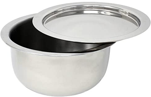 GK Global Kitchen Stainless Steel Cooking Pot Patila Tope Topia with Cover Lid Tri-Ply Stock Stew Pot Casserole Deep Soup Sauce Pasta Cooking Pan Indian Curry Pan with Lid Triply Cookware (14cm)