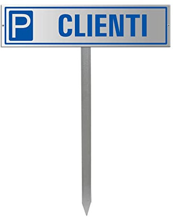 Cartello di parcheggio con paletto d'impatto - Clienti | Cartello 400 x 100 mm + supporto + post d'impatto Altezza = 750 mm