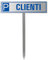 Cartello di parcheggio con paletto d'impatto - Clienti | Cartello 400 x 100 mm + supporto + post d'impatto Altezza = 750 mm