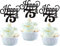 Pack of 24 75 Cupcake Toppers Glitter Happy 75th Birthday Cake Toppers Number 75 Eightteen Sweet 75 Birthday Wedding Anniversary Party Cake Decorations Accessories Black