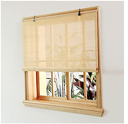 Bambusrollo, Bambus Jalousie, Verdunkelungsrollo, Bambus Rollo, 60% Lichtundurchlässigkeit, Sonnenschutz, Privatsphäre, Anpassbar (WxH:130x150cm/51.1x59in)