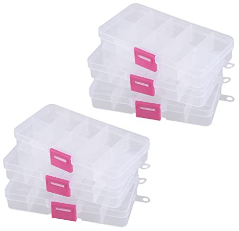 Daweglop 6Pcs 10 Grid Electronic Component Parts Kits Plastic Storage BoX Case