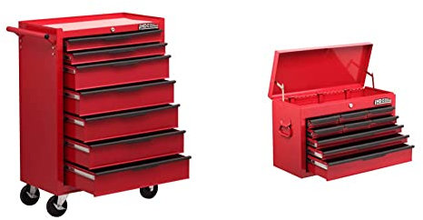 Hilka Heavy Duty 7 Drawer Trolley with Ball Bearing Slides & G301C9BBS Heavy Duty 9-Drawer Tool Chest