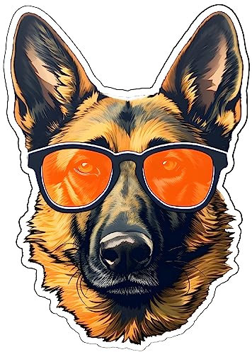 Samunshi Schäferhund mit Sonnenbrille Aufkleber Autoaufkleber für Motorrad Fahrrad Roller oder Auto Sticker Fahrrad MTB Mountainbike Rennrad Hund Dog (7x10cm Schäferhund mit Sonnenbrille)