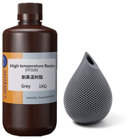 Antinsky High Temperature Resistant Resin Hitzebeständig bis 220°C für LCD DLP SLA 405 nm schnelles UV-härtendes Harz 3D-Drucker hohe Präzision für Ingenieurwesen industrielle Anwendungen Grau 1kg