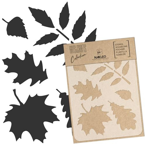 NAKLEO Malschablone für Handwerk A3 30x42cm, Herbst Blätter Natur Muster, Wiederverwendbare Kunststoff DIY & Scrapbooking Zeichenschablone, Decoupage Kunst Vorlage, Wand Stoff Möbel Holz