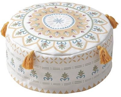 MOCOFO Löwenzahn Pouf-Bezug D45xH20cm Skandinavisch Einfach Geometrisch Gedruckt Bodenkissenhülle Hockerbezug(Gelb)