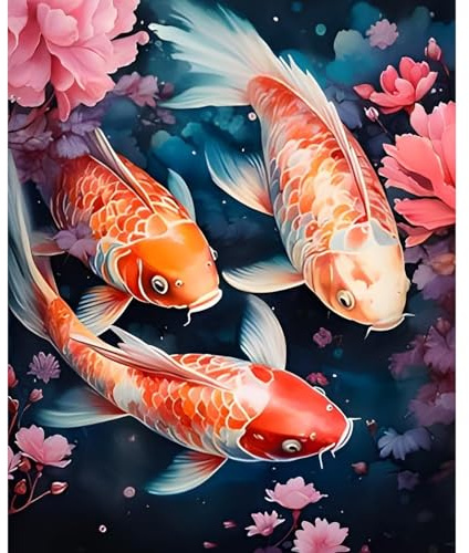 NAIMOER Fische Diamond Painting Erwachsene, Diamant Painting Bilder,Fische Diamond Painting Set Erwachsene Tiere Diamond Painting Kinder 5D Diamant Malerei für Home Wand Décor(30x40cm)