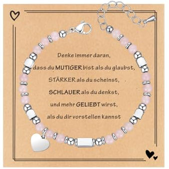 TOLOWOBK Geschenke für Mädchen Damen Edelstein Chakra Armband Mädchen Herz Charm Perlenarmband Heilsteine Perlen Armbänder Einschulung Schulanfang Geburtstag Geschenke für Tochter Enkelin Schwester
