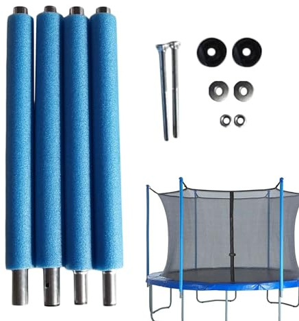 Lot complet de 4 barres de filet de trampoline Ø 25 mm – Pièce de rechange pour trampoline de jardin Ø 176/196 cm, barres de rechange avec mousse et capuchons