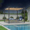 PURPLE LEAF Pergola Aluminium avec 12 Guirlandes Lumineuses Exterieure LED, Pergola Jardin Extérieur 3 x 3 m, Tonnelle de Jardin avec Toit de Protection, Kaki