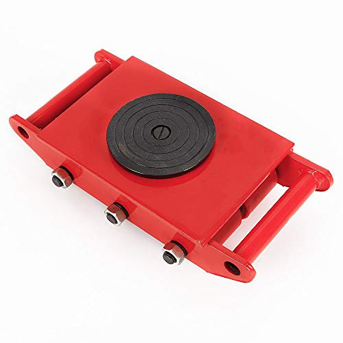 Panzerrollen 8T Schwerlast-Transportrollen aus Kohlenstoffstahl, MaschinenRoller Mover Cargo Trolley mit 360° Rotation, 6 Roller Drehplatte Möbeltransporthilfe Transportroller (Rot)