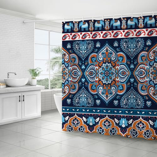 FAIRYGATE Bathroom Curtains Window Shower Curtain Heavy Duty Polyester Fabric Waterproof Digital Painting Pattern for Shower Stall Bathroom Curtains with 12 PCS Hooks B8617