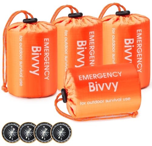 Esky Notfall Biwaksack, Notfalldecke Schlafsack Hitze und Kälteabweisend Wasserdicht Leicht Notfall Schlafsack Mit Pfeife und Kompass Ideal zum Zelten Wandern und Abenteuer im Freien