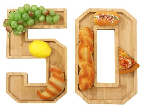 Belupai Wooden Number Charcuterie Board Box, Number Charcuterie Tray, Fillable Tray Food Dish Plates Container Box Cheese Platter for Home Party Snack Fruit Candy Cake Cookies (50)