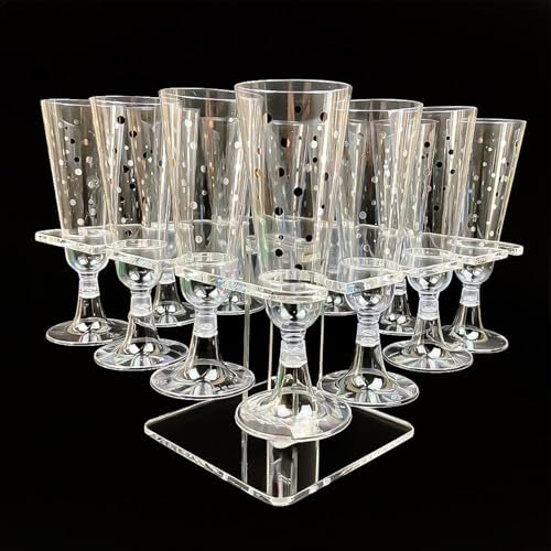 Acrylic Champagne Holder Display Rack - Clear Flute Glass Rack Stand With Margarita Cups - for Wedding Drink Shelf
