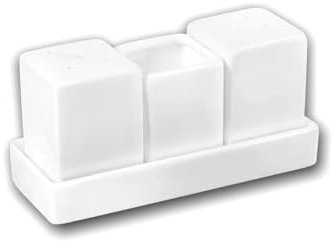 Wilmax - Pfeffer- und Salzstreuer aus Porzellan mit Ständer - 2er Set - Weiß - Gewürzstreuer - Küchendekoration für Haus, Restaurant - elegant - ideal als Geschenk