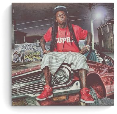 XFPOBH Lil Wayne Rapper Poster auf Leinwand, Gemälde, Wandkunst, Bild, Heimdekoration, Druck für Schlafzimmer, Wohnzimmer, 30 x 30 cm, ungerahmter Stil