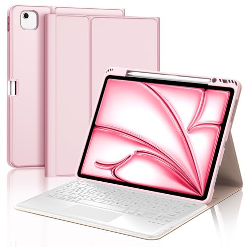 Occtingkind Tastiera con Touchpad per iPad Air 13 M2/M3 2024/2025, Custodia con Tastiera Magnetica Bluetooth, Trackpad Multi-Touch, Italiano Layout, USB-C, Senza Retroilluminazione, Rosa chiaro