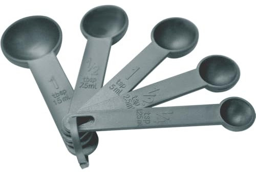 NERTHUS FIH 1381 Set de 5 Cucharas Medidoras - 1.25 ml, 2.5 ml, 5 ml, 7.5 ml, 15 ml - Utensilios Precisos para Cocinar y Hornear