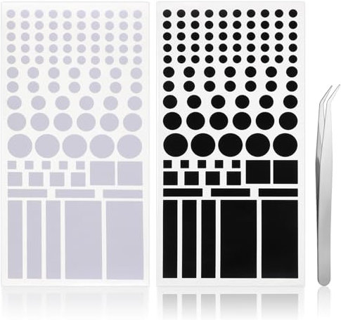 Ouligay 2 Blatt Licht Blocking Aufkleber, LED Abdeckung Lichtdimmer Folie selbstklebend LED Abdunklungsfolie Aufkleber mit 1 Pinzette, Dimmen 50%~80% & 80%~100% für Elektronik TV Router Uhren
