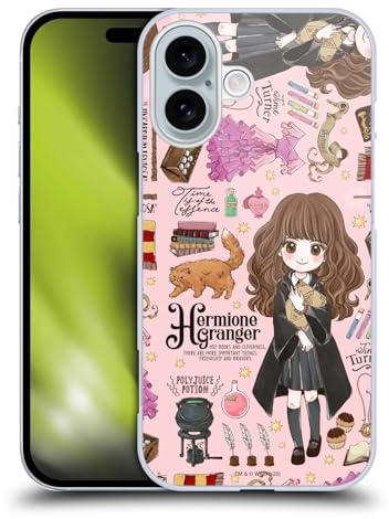 Head Case Designs Officially Licensed Harry Potter Hermione Pattern Deathly Hallows XXXVII Hard Back Case Compatible With Apple iPhone 16