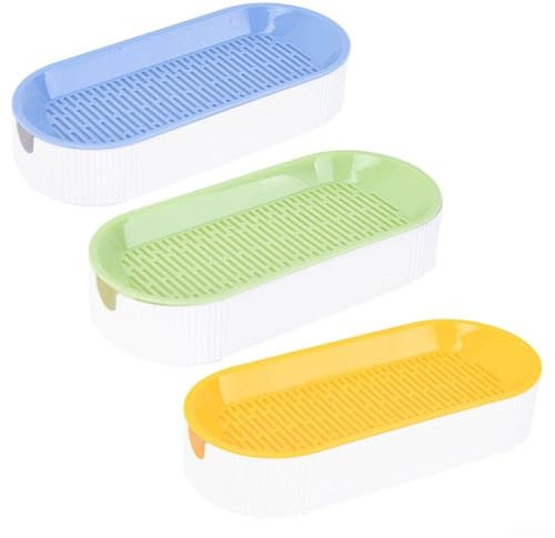 babominimer Cat Grass Germination Trays Set of 3 - Plastic Growing Boxes for Indoor Pet Greens - Blue, Green, Yellow - 20x15x10cm Maintenance Cat Grass for Home Decor