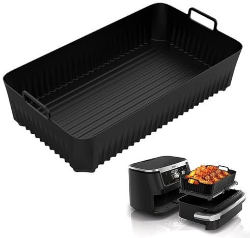 Silicone Air Fryer Liner for Ninja AF500, Reusable Air Fryer Accessories, Large Rectangular Air Fryer Liners, Silicone Air Fryer Basket, Non-Stick Airfryer Silicone Tray