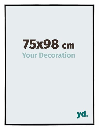 Your Decoration - Cadre photo 75x98 cm - Noir Brillant - Cadre Photo en Plastique Avec Verre acrylique - Anti-Reflet - Cadre 75x98 - Evry