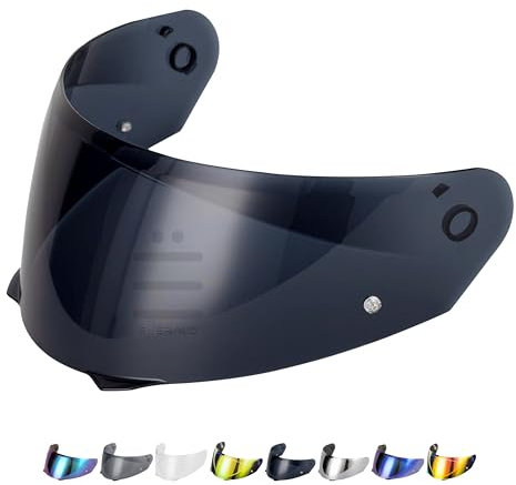 Everalo Kompatibel mit Hjc i90 Visier - i91 - Hj33 - Helmvisier Hj 33 Pinlock Ready - Anti-Kratzer und Anti-Beschlag (Schwarz 70%)