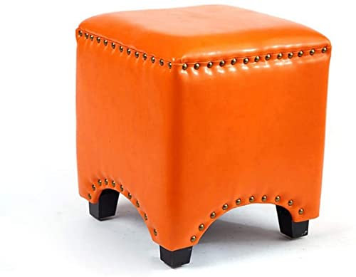 Fußhocker, Fußhocker, Aufbewahrungsbox, Ruhesitz, Holzsitzfläche, Fußstütze, quadratischer Stuhl, Fußhocker mit Ölwachs-Lederbezug, handgefertigte Nieten, Kantenversiegelung, Heimdekor-Stuhl