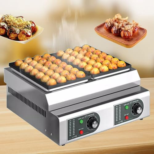 Elektrisk Takoyaki-maskin med temperaturkontroll, 2 non-stick tallrikar, läcker hemmagjord japansk takoyaki, munkhål, Cake Pops, bläckfiskbollar, lätt att rengöra