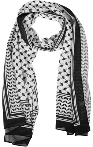 OATIPHO Palestine Schal aus Chiffon, Schwarzes Modeschal mit Print | Leicht und Angenehm der Haut, für Reise und Partys, mit Markantem Muster und Mittlerem Flair