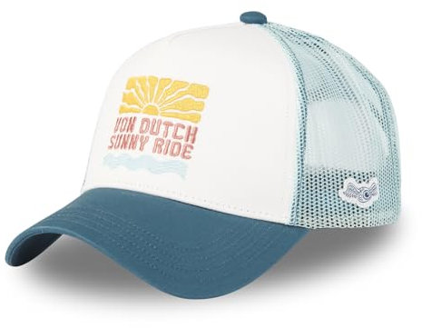Von Dutch Kappe für Damen & Herren, verstellbar, Trucker-Kappe, Surfmütze, Weiß/Türkis/Blau, One size