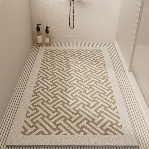 Surwin Tappetino da Doccia Antiscivolo, Tappetino da Bagno in Luffa PVC Morbida Tappeto Antiscivolo con Scarico Lavabile Asciugatura Rapida Tappetino da Doccia (Marrone,80x120cm)