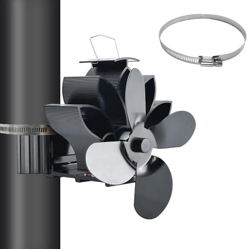Ventilateur de poêle à bois alimenté par la chaleur, non électrique, en forme de lotus, distribution de la chaleur, 4 pales silencieuses, conduit de cheminée à suspendre, ventilateur de cheminée pour