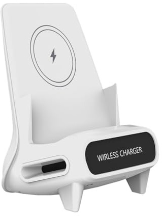 Harewtwy Desktop Wireless Charger Stand Mobile Phone Charger Holder Wireless Technology White