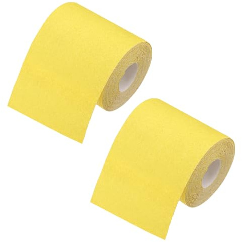 Riisoyu 2 Rolls Sandpaper Roll, 93 mm x 5 m Aluminium Oxide Sandpaper Yellow Sanding Roll 120 Grit for Sanding Wood, Paint, Plaster, Filler, Metal