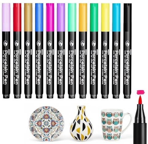 Hyleon 12-Color Porcelain Pens, Porcelain Paint Pens Set