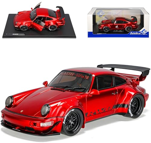 alles-meine.de GmbH Porsche 911 964 Coupe RWB Rot Metallic Rauh Welt 1988-1994 1/18 Solido Modell Auto mit individiuellem Wunschkennzeichen