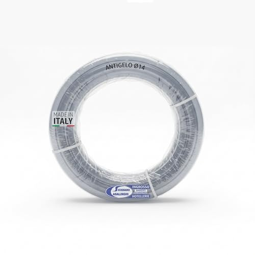 Tubo per Irrigazione Antigelo PVC Cristallo Atossico, Ø 14x19mm, Resistente alle Temperature da -20°C a 60°C, Resistente Raggi UV Idoneo allutilizzo a bassa pressione (1, Trasparente, mt.15)
